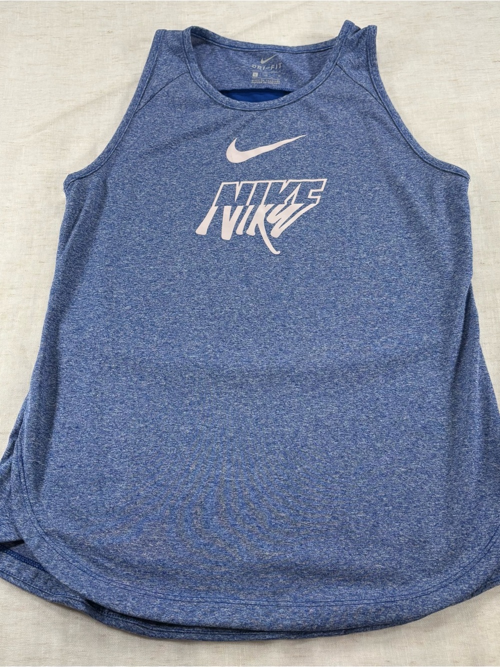Nike Blue Heather Performance Tank with White Swoosh